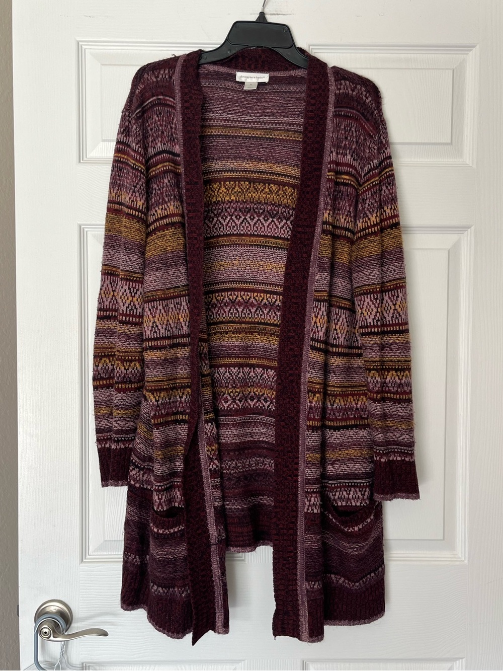 Christopher & Banks Boho Patterned Open-Front Cardigan